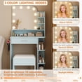 thumbnail image 4 of Makeup Vanity Set with Chair, Vanity Desk with Mirror and Lights, Power Outlet for Small Space, Blue, 4 of 7