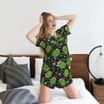 thumbnail image 5 of Fuzoiu Frogs And Santa Hat Print Women's Short-Sleeved Pajama Set,Lounge Sleepwear Set,Womens Pajama Sets 2 Piece,Button-Up Top and Shorts with Pockets-Small, 5 of 7