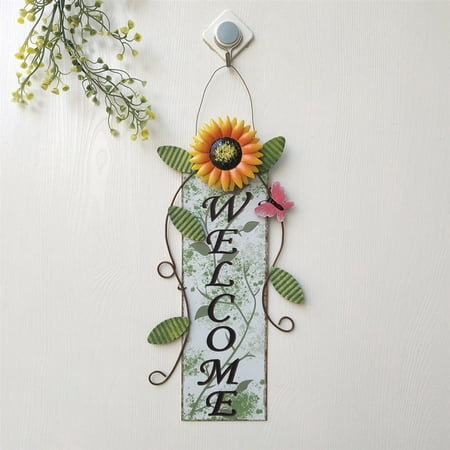 

Yedhsi Hanging Ornaments Wrought Iron Painted Sunflower Glass Door Wall Fence Decoration Pendant