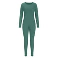 thumbnail image 3 of jtjvou Casual Workout 2 Piece bodycon casual outfit Women Ribbed Set Short Sleeve Elastic Leggings LoungeWear activewear Green XL, 3 of 5