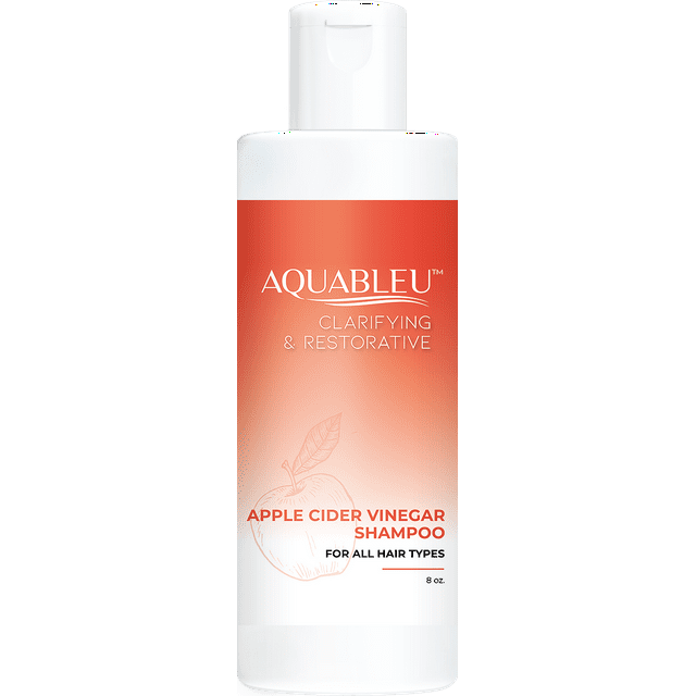 Aquableu Natural Apple Cider Vinegar Shampoo - Clarifying & Restorative - Papaya & Green Coconut - For Hair Loss - For All Hair Types - Sulfate & Paraben Free - For Color-Treated Hair - 8oz