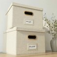 thumbnail image 1 of Juego de 2 cajas organizadoras de archivos plegables de lino con tapa ZICOTO, 1 of 9