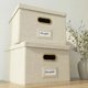 thumbnail image 1 of Juego de 2 cajas organizadoras de archivos plegables de lino con tapa ZICOTO, 1 of 9