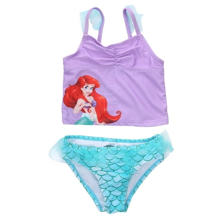 2PCS Summer Kids Little Baby Girl Cute Cartoon Swimwear Swimsuit Tankini Top+Shorts Bikini Set Mermaid Swimming Costume Bathing Suit 2-3