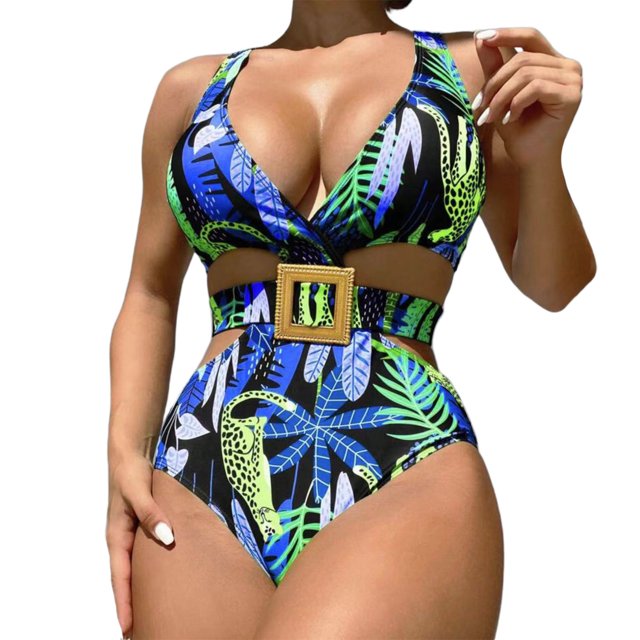 Maillots de Bain Tankini Taille Haute Aguichant Imprimé pour Femmes Vert