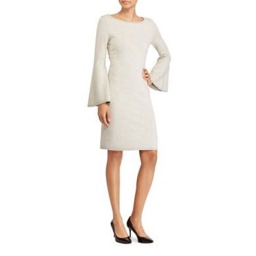 Lauren Ralph Lauren Womens Cresta Herringbone Bell Sleeve Sweaterdress Gray S