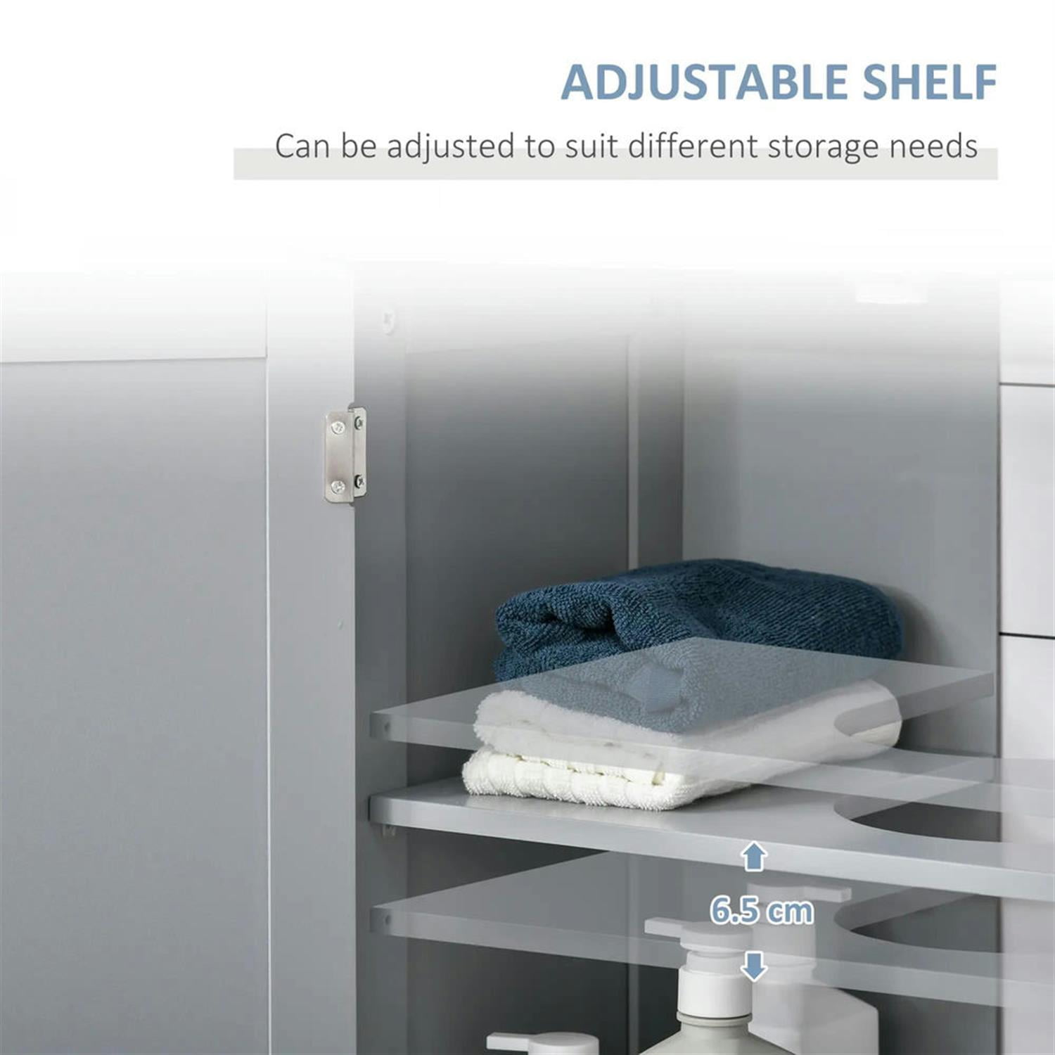 Demi Bonn 23" Bathroom Vanity with U-Shape Cut-Out and Adjustable Internal Shelf, Pedestal Sink 2-Door Cabinet, Under Sink Cabinet, Gray