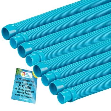 U.S. Pool Supply Swimming Pool Vacuum Hose Set – Teal, 20 Flexible Sections, 1.5" Cuff (4-Piece)