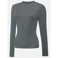 thumbnail image 5 of Womens Shirts Long Sleeve Crew Neck Ruched Stretch Basic Fitted Tee Shirts Tops, 5 of 5
