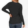 thumbnail image 6 of Loose Fitting Blouses for Work New Women Long Sleeve Tunic Tops Crewneck Ribbed Knit Buttons Shirts Fall Casual Lightweight Sweaters Black M, 6 of 8