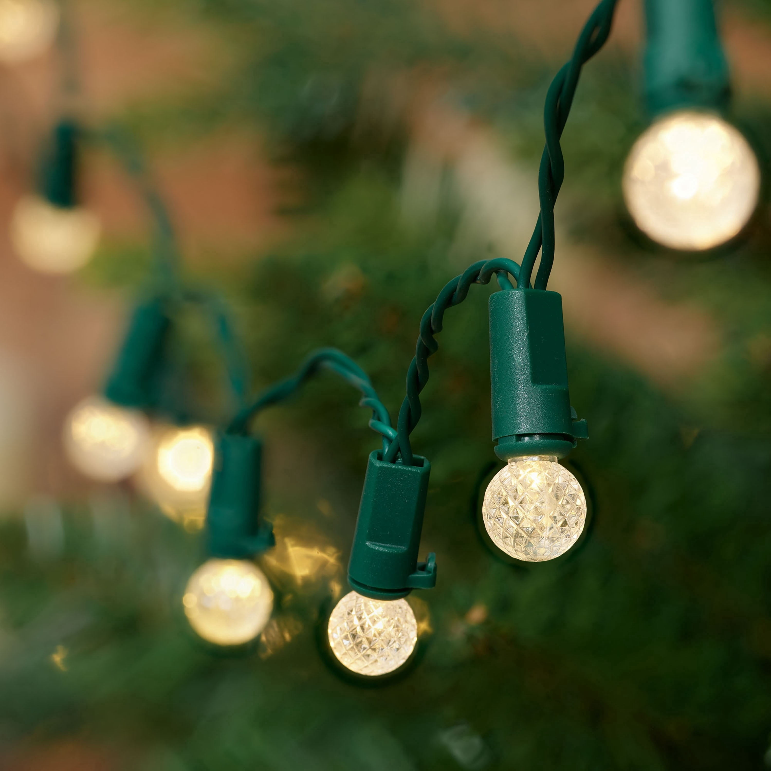 Indoor/Outdoor 50-Count LED 8-Function G12 Christmas String Lights, Warm White, Green Wire, 12.5', by Holiday Time