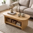 thumbnail image 2 of Gymax 2-Tier Oval Coffee Table 47'' Mid Century Center Table w/ Bottom Storage Shelf Natural, 2 of 10
