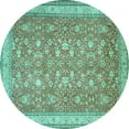 thumbnail image 1 of Ahgly Company Machine Washable Indoor Round Persian Turquoise Blue Traditional Area Rugs, 7' Round, 1 of 4