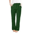 thumbnail image 2 of BKQCNKM Wide Leg Pants Woman Palazzo Pants for Women Baggy Pants Casual Solid Color Loose Pockets Elastic Belt Waist Pants Long Trousers Casual Pants Green 4XL, 2 of 5