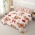 thumbnail image 3 of Homewish Valentine Pet Dog Twin Quilt Set,Rose Floral Bowknot Twin Coverlet Set,Cream,2-Piece, 3 of 7