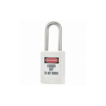 Lockout Padlock, Keyed Different, Thermoplastic, White, 1 1/2 in Shackle Height