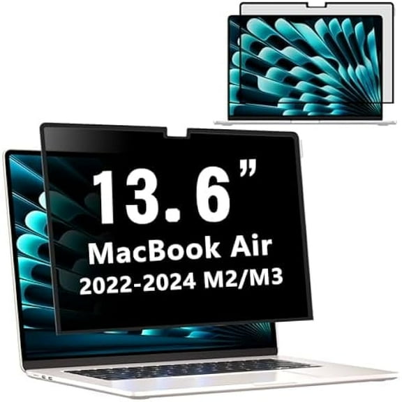 MacBook Air 13.6 inch Privacy Screen, Removable Privacy Screen MacBook Air 13.6 & 13 inch 2022-2024 (M2, M3, M4, Pro, Max, Chip), Reusable Laptop Privacy Screen Anti-Glare Blue Ray Reduction