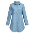 thumbnail image 5 of Vestido camisero vaquero Vintage para mujer, blusa informal de manga larga para mujer, Mini vestido azul, 5 of 5
