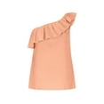 thumbnail image 3 of Olyvenn Stylish Womens One Shoulder Tops Ruffled Solid Tunic Shirts Summer Fashion Ribbed Sleeveless Loose Tank Top Orange XL, 3 of 6