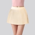 thumbnail image 2 of felwors Women's Pleated Active Skort with Built-in Shorts - High Waisted Tennis Skirt for Golf, Running, Workout (Light Yellow, M), 2 of 6