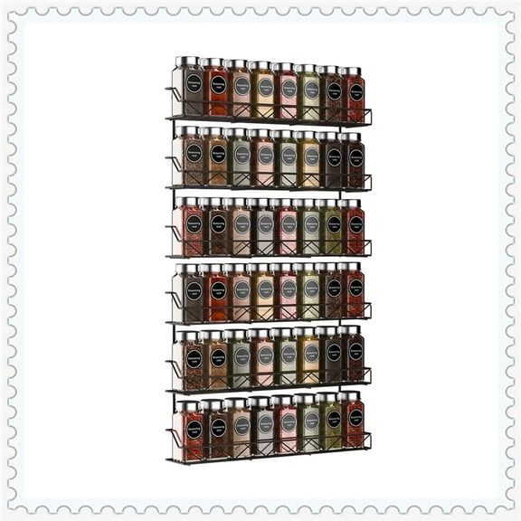 Auledio 3 Tier Metal Spice Rack (2 Pack) Wall Mount Seasoning Jars Shelf for Cupboard, Pantry Door (Bronze)