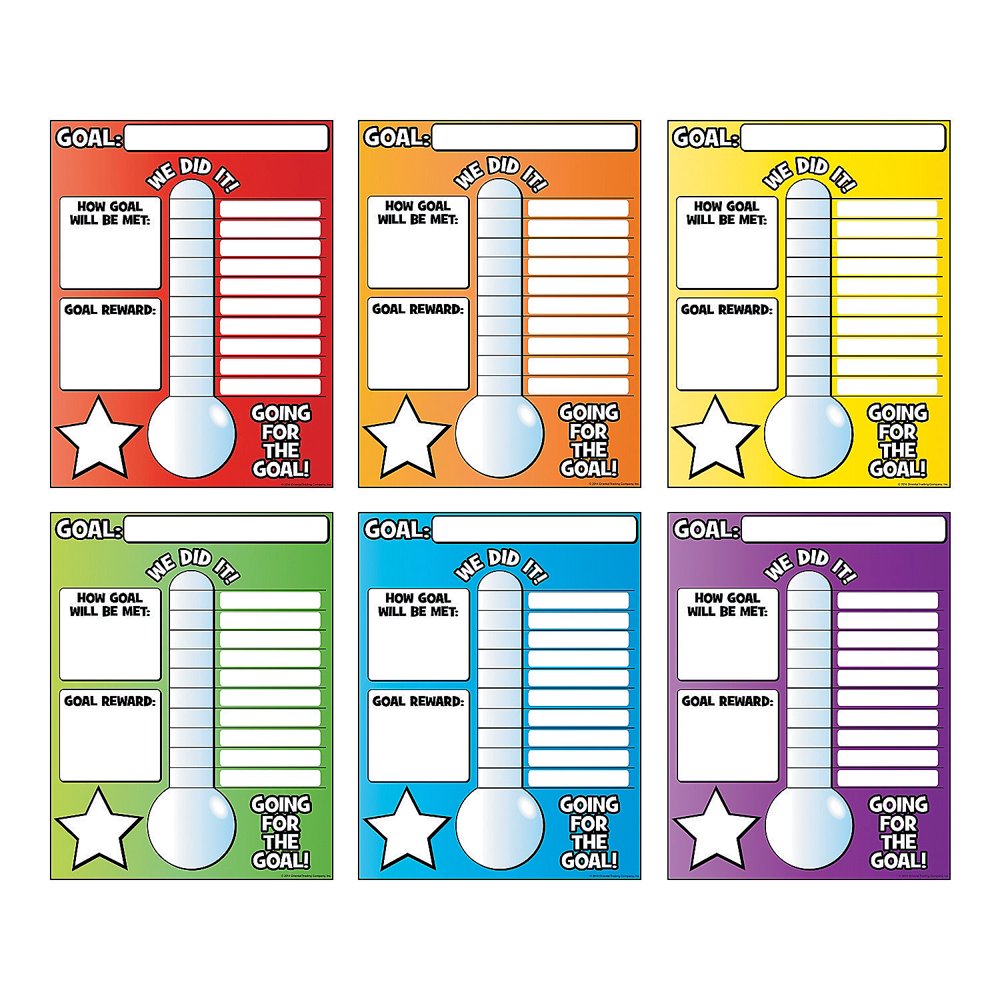 Vertical Goal Thermometer Poster (6Pc) Educational 6 Pieces