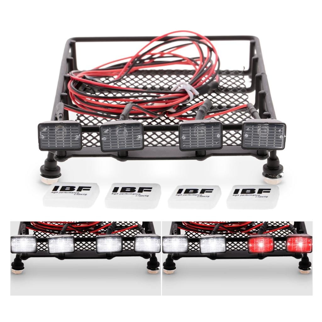 RC 1/10 Alloy Roof Rack with 4pcs Square LED Light for HSP Truck Spare Parts 