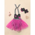 thumbnail image 3 of Seyurigaoka Baby Girls Valentine's Day Romper Dress Heart Halter Backless Bodysuits Mesh Skirt Layer Triangle Snap Jumpsuit with Headband, 3 of 9