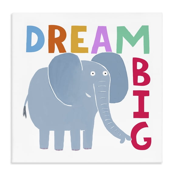 Stupell Industries Contemporary Dream Big Elephant Phrase Canvas Art, 17 x 17, by Carla Daly
