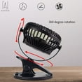 thumbnail image 4 of GustaveDesign 360° Adjustable Mini Clip Cooling Fan Portable Battery USB Rechargeable 2 in 1 Desk Fan for Car baby Stroller Office Camping "Blue", 4 of 11