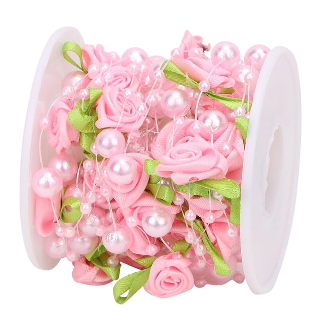 Guirnalda de perlas, 5 m/rollo, cadena de perlas de rosa y hoja verde, cadena de guirnalda de perlas probada profesionalmente Jadeshay A