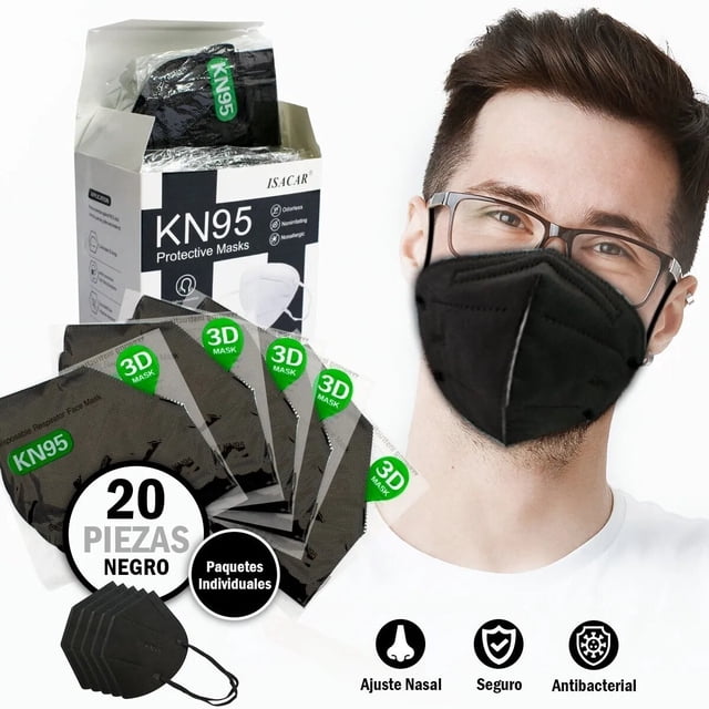 Cubrebocas Mascarilla Tapabocas Kn95 Negros 20 Piezas Pack kn95 general version kn95