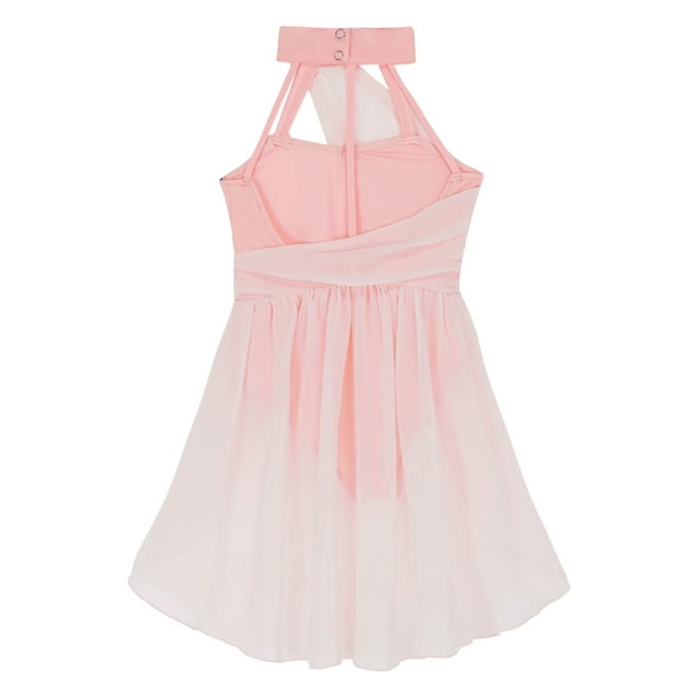 Miaeowve Robe Tutu de Ballet à Sequins Brillants pour Filles, Robe de Danse Lyrique, Col Montant, Costume de Danse Régulier A&Rose 16