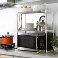 thumbnail image 2 of Conception Pratique Multifonctionnel en Acier Inoxydable Cuisine Rack de Rangement Télescopique Utilisation Domestique Four à Micro-Ondes Rack Argent, 2 of 9