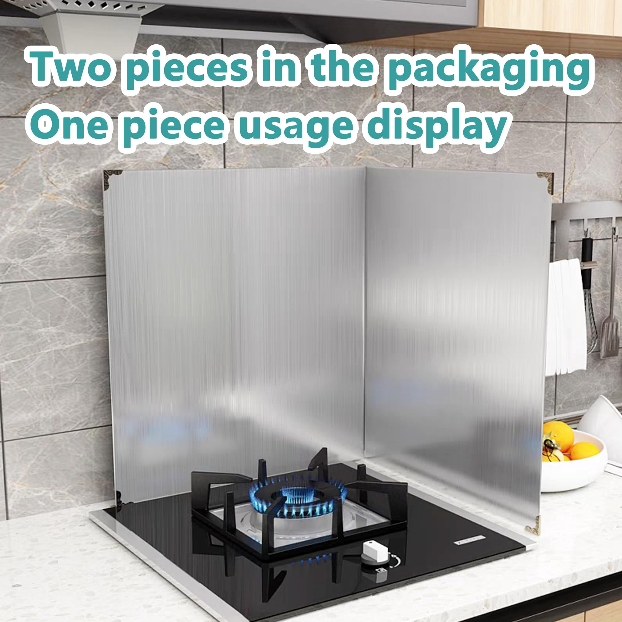 Grease Stove Splash Guard For Cooking | 2 Sided Kitchen Splatter Backsplash Protector Wall  Foldable Stainless Steel 15.7" X Per Piece 2 In Package