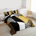 thumbnail image 3 of jejeloiu Zebra Stripe Queen Comforter Set,Brown Black White Bedding Comforter Set For Adults Reversible 3-Piece, 3 of 8