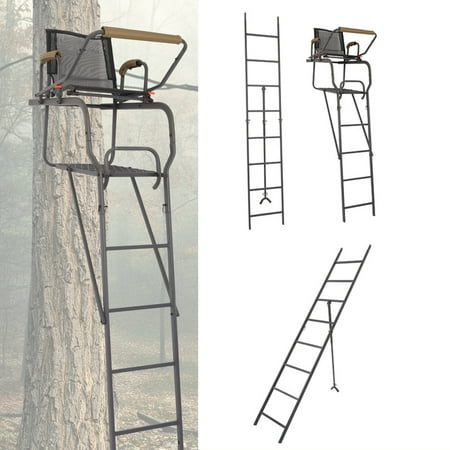 Kojem 15.5 Adjustable Ladder Tree Stand with Mesh Seat for Deer Hunting