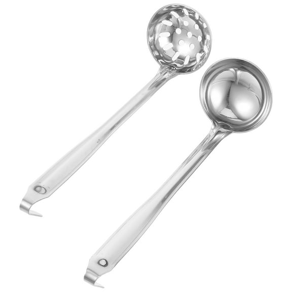 OUNONA  2 Pcs Stainless Steel Gravy Spoon Wind Up Chicken Toy Heated Gloves Silver