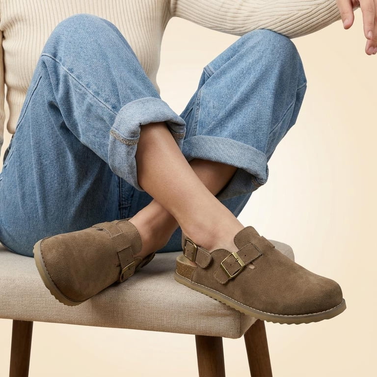 Cushionaire Brooklyn Genuine Suede Clogs for Women - Adjustable