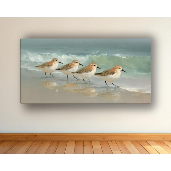 Sandpiper Beach Art: Vintage Coastal Bird Print Poster Warm Present Vintage UNFRAMED Poster Size 8x12