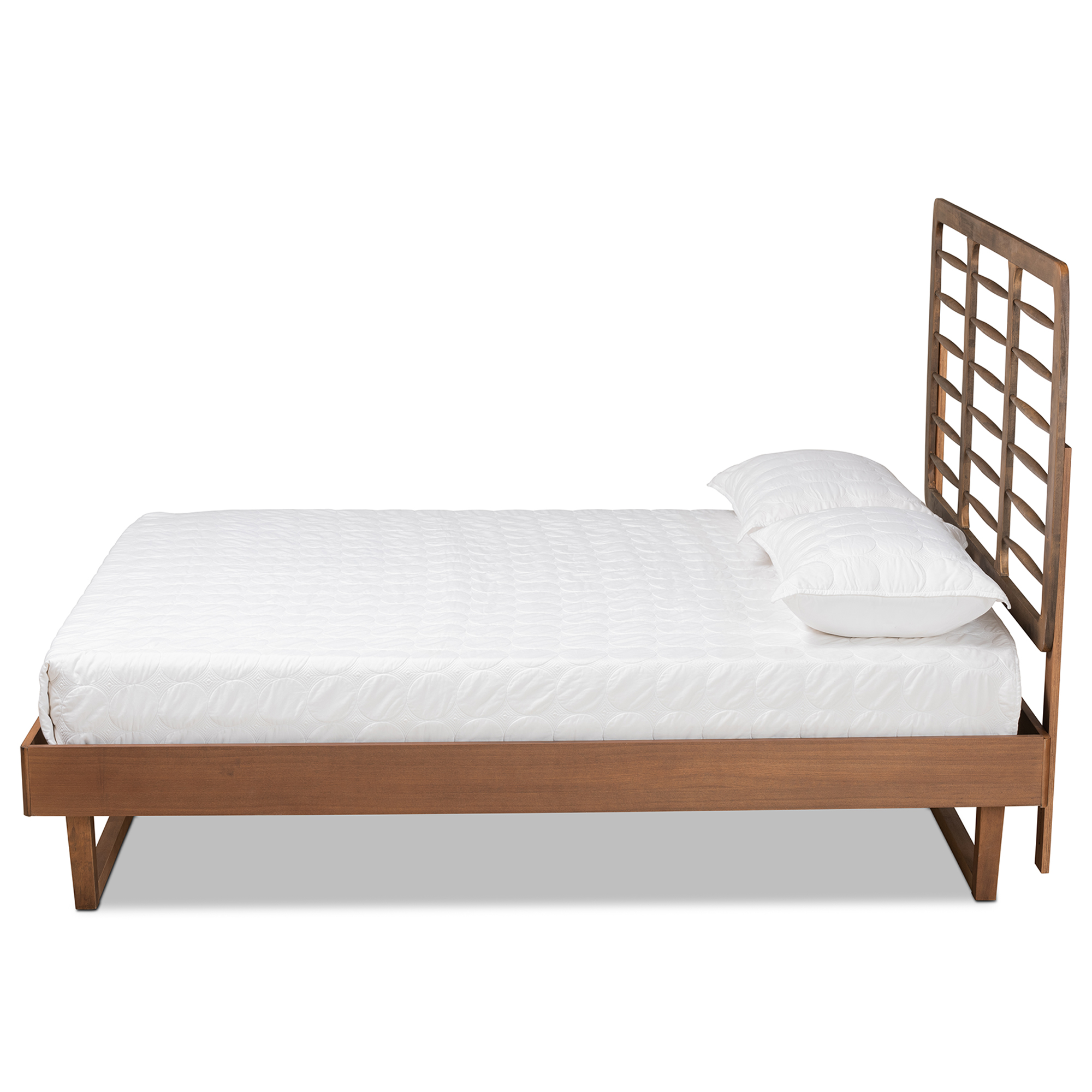 Baxton Studio Lucie Contemporary/Modern Engineered Wood Textured Platform Bed, Queen, Walnut Brown