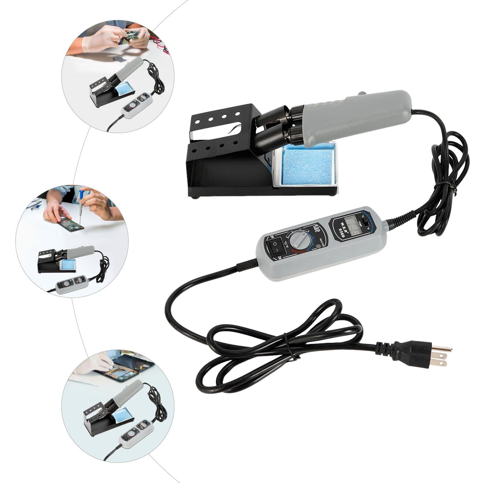 Portable WEP 938D Mini Hot  Station LED Display Digital Desoldering Hot  Mini Soldering Iron Station Tool for BGA SMD Repair 200~480°C