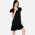 thumbnail image 3 of Women's Ruffle Sleeve V-Neck Dress with Tiered Hem and Relaxed Fit - X Large, Black, 3 of 7