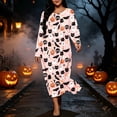 thumbnail image 3 of Women's Plus Halloween Nightgown Pumpkin Ghost Print Crewneck Long Sleeve Dress Fall Loungewear Sleep Maxi Dress, 3 of 7