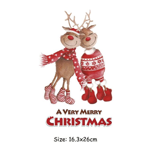Pegatinas de transferencia de calor navideñas, calcomanías para planchar, patrón de ciervo y árbol de Navidad para camisetas, mochila, funda de almohada con capucha