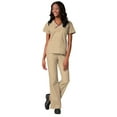 thumbnail image 1 of Maevn Core Women's Y-Neck Mock Wrap Top & Flare Leg Pant Scrub Set, 1 of 5