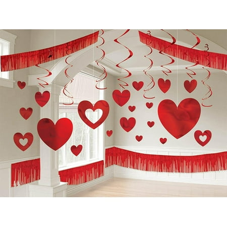 Valentine's Giant Room Party Decorating Kit (28 Piece), One Size, Red