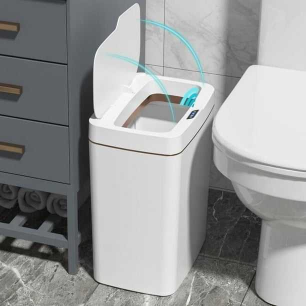 Cubo De Basura Automático Con Sensor Para Baño, 18L Botes de Basura Inteligente Sin Contacto, Cubo de Basura de Plástico Grande USB Rechargeable para Cocina, Oficina, Sala, Retrete, Recámara