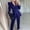 Blue, variant on OKBOP Blazer Jackets for Women,Women's Solid Turn Down Collar Long Sleeve Coat Tops + Pants + Belt Trousers Suit Set