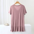 thumbnail image 4 of Jewelreauty Womens Casual Short Sleeve Shirts Summer V Neck High Low Hem Cozy Loungewear Tops with Bra (XL, Pink), 4 of 5